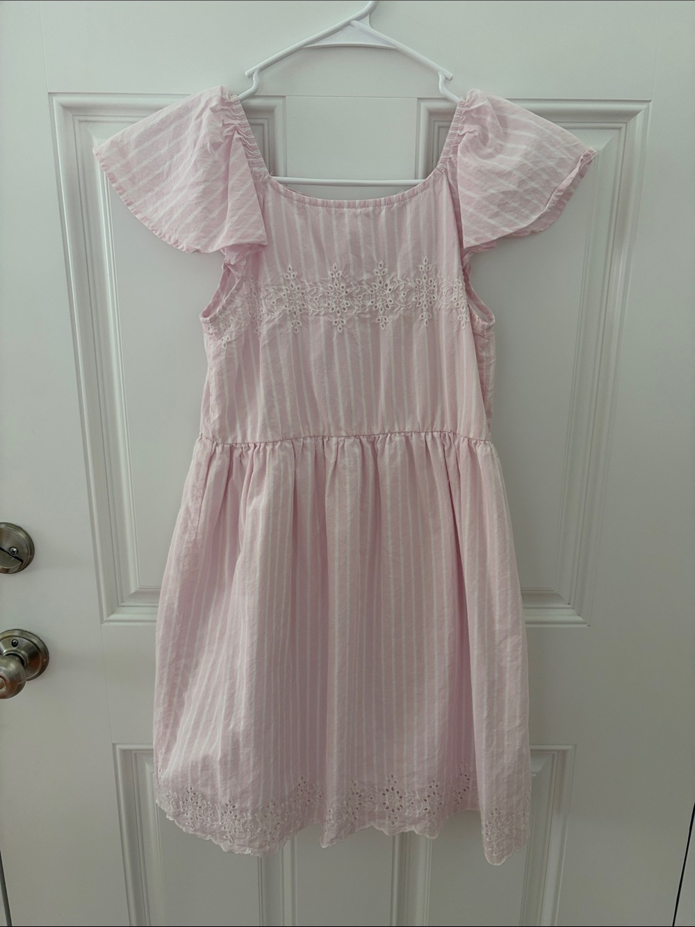 GAP Girls Light Pink Striped Eyelet Sundress
